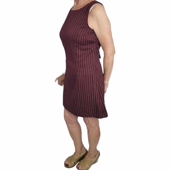 VINTAGE 90s Y2K dress Rampage maroon pinstripe button back tie mini S‎ - Picture 3 of 10